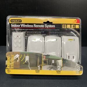 Stanley Wireless Remote System Indoor 3 Plug Outlets 1 Remote New Sealed #28064